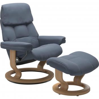 Relaxsessel Ruby von Stressless – Set inkl. Hocker, Classic Base, Größe S, Holz Eiche/Wenge/Braun/Schwarz