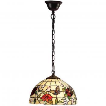Small Tiffany Style Bronze Ceiling Pendant, Butterfly Design, E27