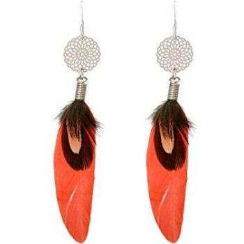 Traumfänger-Federn – 9 cm silberne Lachs-Ohrringe