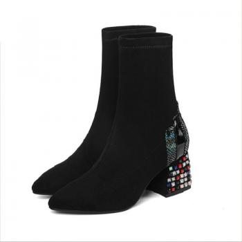 Terciopelo Chic Botas Cortas 35-40 Mujer