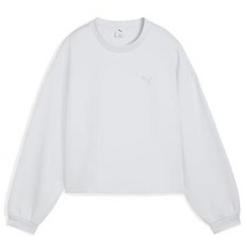 PUMA Damen-Sweatshirt “Wardrobe Essentials” Oversized in Silbergrau (Größe S)