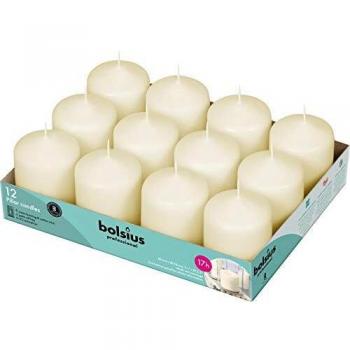 Bolsius 3 Ivory Pillar Candles (12 Pieces)