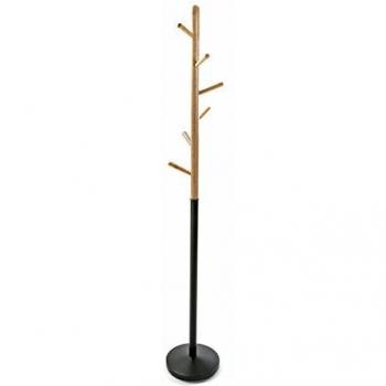 Versa Minimaliste Métal et Bois Noir 6 Crochets Vêtements Sacs