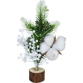 Arbre de Noël en miniature, 1 pièce, neige gelée et baies rouges
