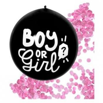 Palloncino festa gender reveal con coriandoli rosa