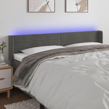 Testiera Elegante con LED Grigio Scuro 203x16x78/88 cm