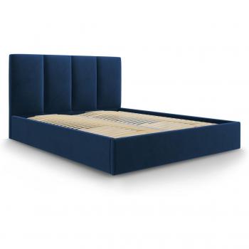 Cama con Cabecero de Terciopelo y Baúl Azul