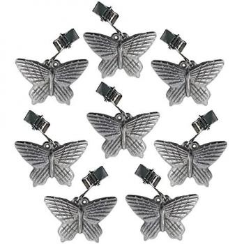 8er Set Tischdeckenklammern Schmetterling in Silber