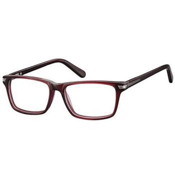 Rectangle Full Rim Plastic Men's Prescription Glasses Burgundy Size 49