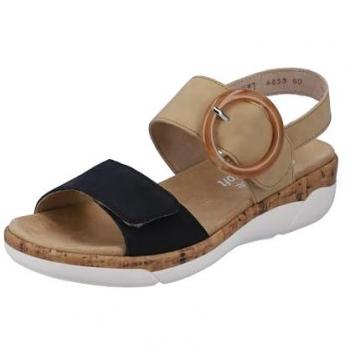 Remonte Damen Sandalen 41 – Dunkles Sand-Blue Nubuck‑Imitat