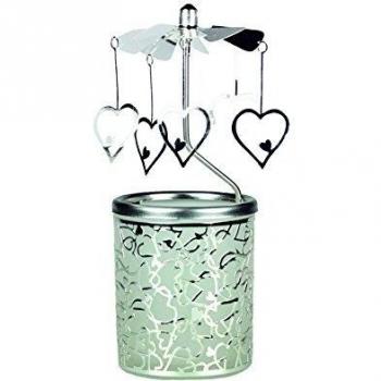 Metal and Glass Heart Candle Carousel