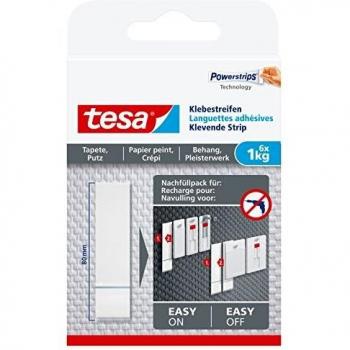Kleefstrip tesa®, voor hergebruik van de kleefnagel voor behang & pleister met kleefkracht tot 1 kg, 2-zijdig, afneembaar, 6 st