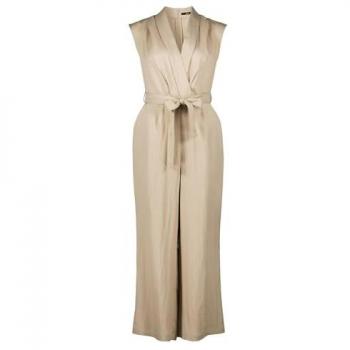 ZERO Damen Overall mit Bindegürtel im Wickeldesign in Beige (Irish Cream), Größe 40