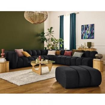 Lisa Design Modular Recliner 5 Seat Noir Tissu Texturé