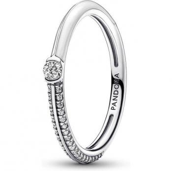 Anneau double pavé blanc Pandora – modèle ME 50 mm