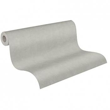 Papier peint uni gris clair effet béton – Salon élégant – Cuisine et couloir intissé