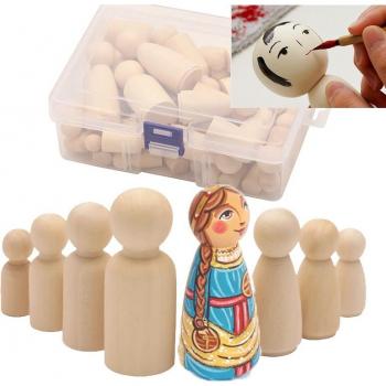 50pcs DIY Color Painting Wooden Peg Dolls