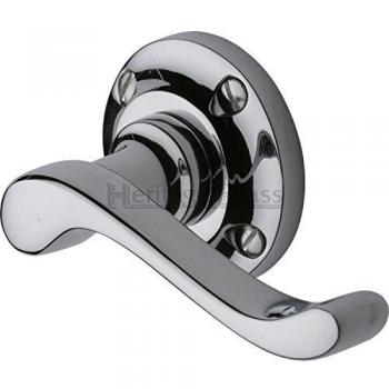 Polished Chrome Round Rose Door Handle Set by Bedford