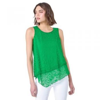 Asymmetric Burnout Swirl Crop Top – Green (UK 12)