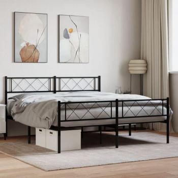 Estructura de Cama 140x190 cm Torana con Metal Negro