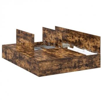Smoked Oak Storage Bed Frame, 160×200 cm – Vidaxl