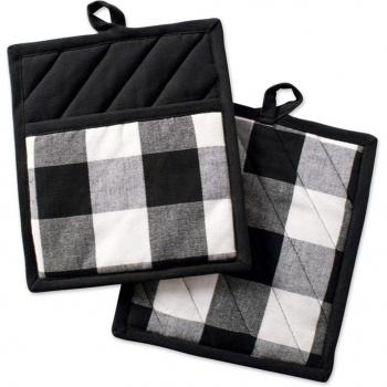 Checkered Cloth Gloves Kitchen Set