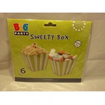 Contenitori caramelle strisce bianche e verdi 6 pz