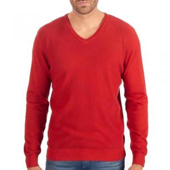 Pull Shilton 3XL col V nid d'abeille en coton