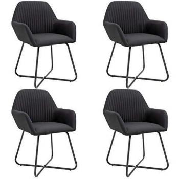 Conjunto de 4 Sillas de Comedor de Tela Negra