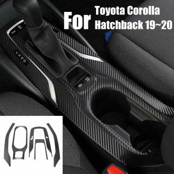 Pack de 5, Decoración de panel de engranaje en fibra de carbono, Tapadera para posavasos, Trim para Toyota Corolla Hatchback