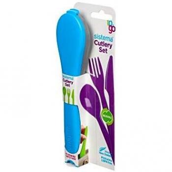 Sistema Cutlery To Go Set Knife Fork Spoon with Case Reusable Assorted Colour