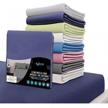 Dreamzie Telo di Cotone Blu 70x160 12cm con Angoli