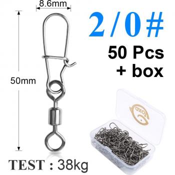 QXO 50pcs Fishing Swivels and Snap Accessories Box