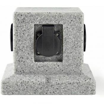 Distributeur Énergétique Extérieur 4 Prises Cube Pierre Optique Jardin Gris