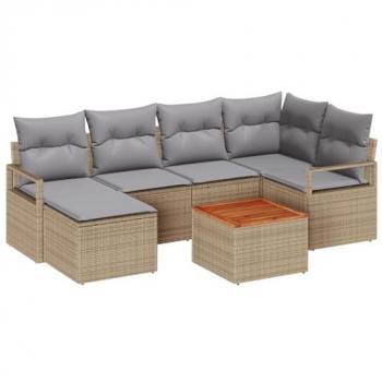 Set Poltrone Outdoor 8 pezzi in Rattan Beige, Include Cuscini