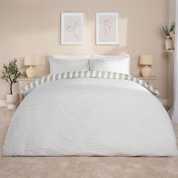 Dreamscene Striped Duvet Cover Set, Sage