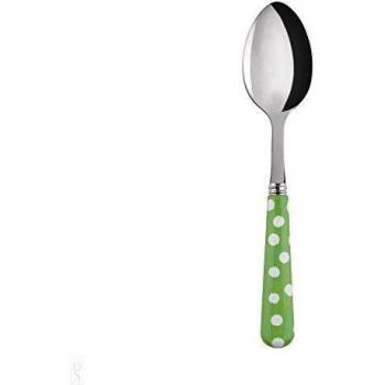 19cm Sabre Dessert Spoon in White Dots Green Garden