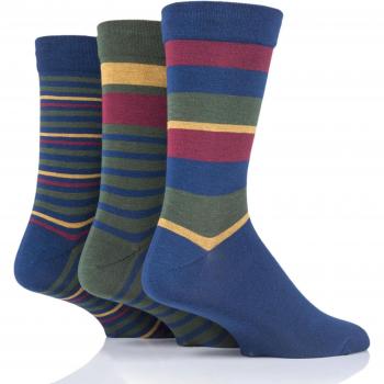 Cedar Comfort Cuffs – Bamboo Striped/Plain, 3 Pair, Men’s 12–14, Smooth Toe