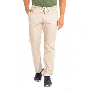 La Martina Men's Beige Straight-Cut Long Trousers TMT007-TW307