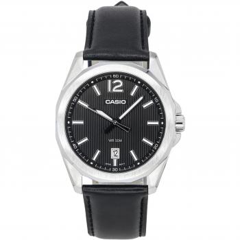 Casio Heren Horloge met Leren Band en Zwarte Cadran MTP-E725L-1A