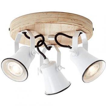 Brilliant Seed 3-Bulb Spotlight Fixture, White and Light Wood