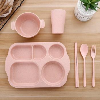 Kit de vaisselle pour bébé, 6 pièces en paille de blé