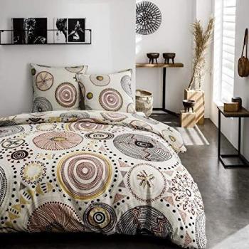 Parure Douceur Sunshine – 100% Coton – 240x260 – Nuances Crème/Bordeaux