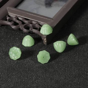 10Pcs White/Green Lotus Glass Beads for DIY Craft Projects