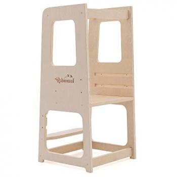 Öko-Holz Lernturm Montessori “Evolutive” – 40x44x90 cm, Sicherheitsbügel