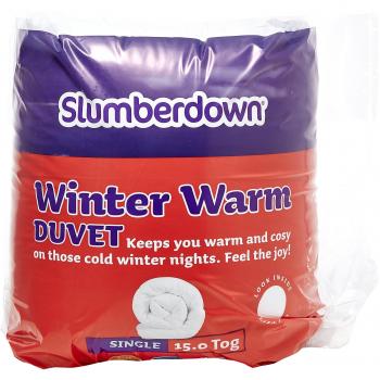 Slumberdown Winter Warm 15 Tog White Single Duvet – Big Hugs Edition
