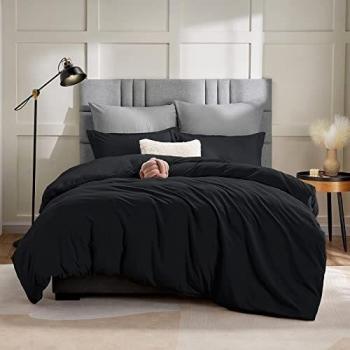 Parure Letto Matrim. WAVVE 260x240 cm con 2 Federe 40x75 cm – Nero