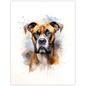 Watercolor Brindle Boxer Tribute Poster