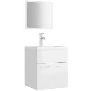 Engineered Wood Bathroom Furniture Set High Gloss White