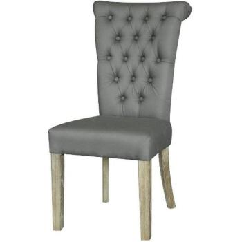 Eleganter Chesterfield Esszimmerstuhl Frostgrau